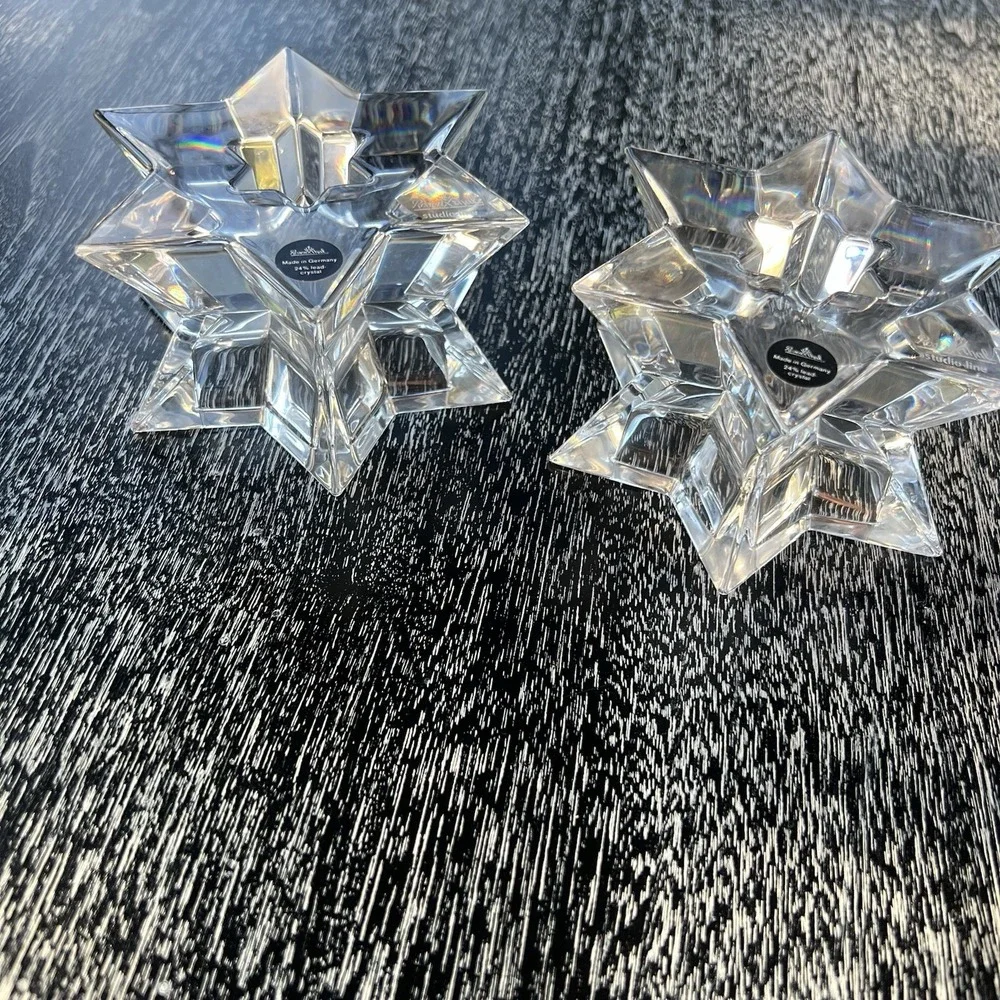 Rosenthal‎ Studio-Line Pair 24% Lead Crystal Candle Holders 